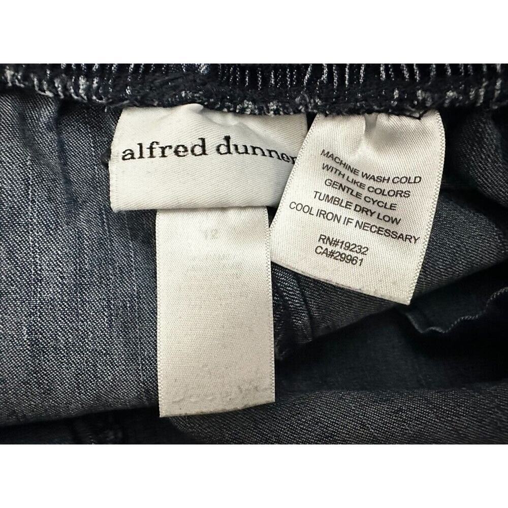 Alfred Dunner Jeans Womens 12 Blue Denim Pockets Wide Leg Pull On Pants - Picture 7 of 8